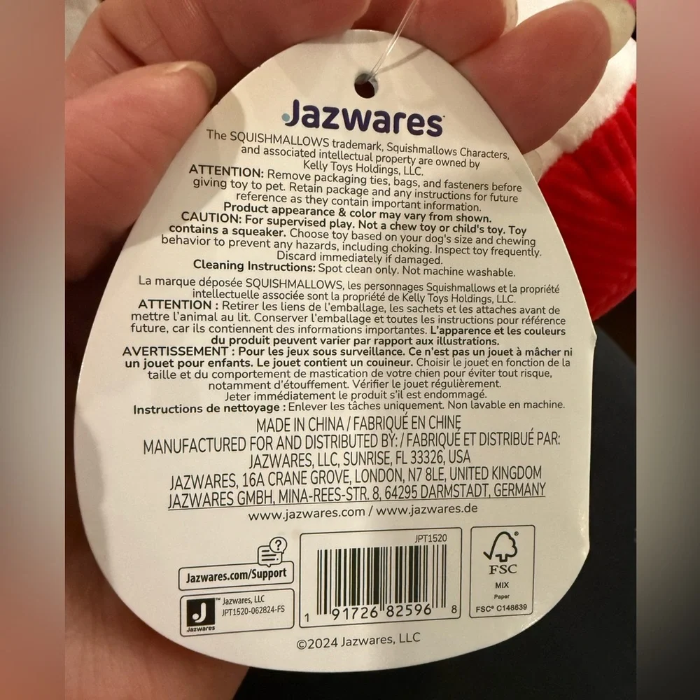 Squishmallows set of 4 squeaky dog toys NWOT By Jazwares